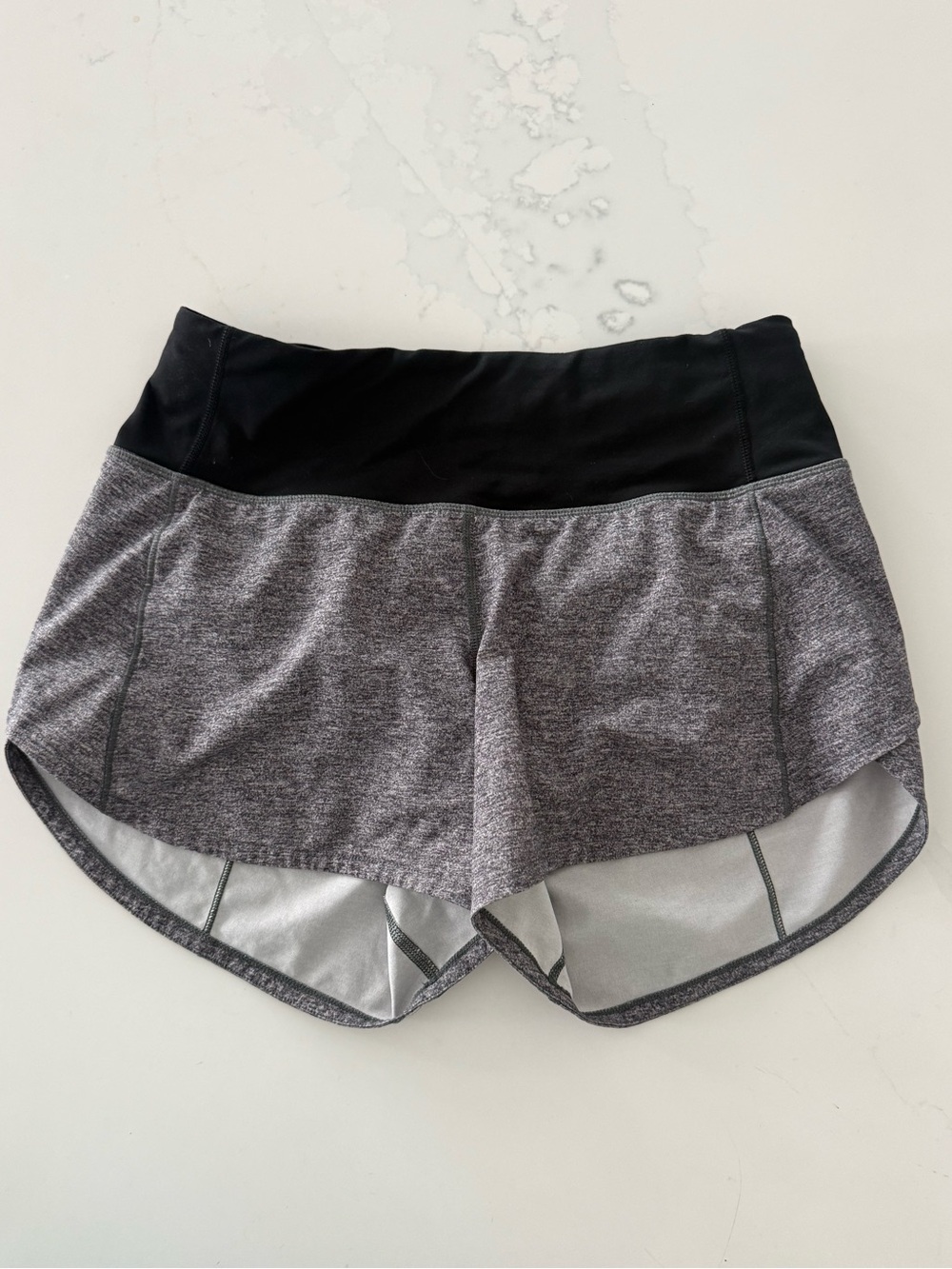 lululemon athletica Gray Heather Athletic Shorts with Black Waistband